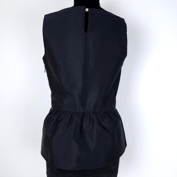 Vineyard Vines Sleeveless Peplum Swing Silk Top Jet Black size 6 - Picture 3 of 9